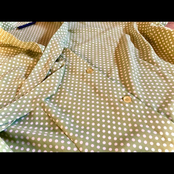 EUC! Lovely Green & White Polka Dot Bow Blouse 🌟 - Picture 5 of 6